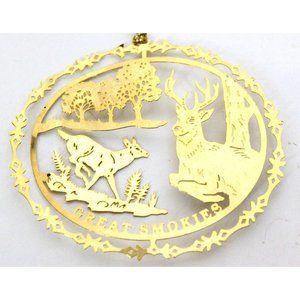 Great Smokies Gold Brass Ornament Mountain Nature Deer Laser Cut Deer Buck
